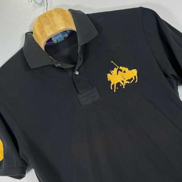 Polo by Ralph Lauren XLT Tall Black Polo‎ Shirt Double Big Pony Number 3 - Picture 1 of 9
